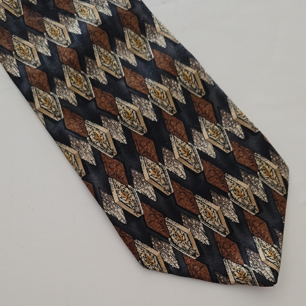 Pierre Balmain Xtra Long 💯 Silk Geometric Patterned Tie - Multicolor